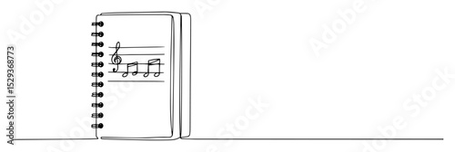 music notebook one line illustration