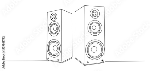 tall speakers one line illustration