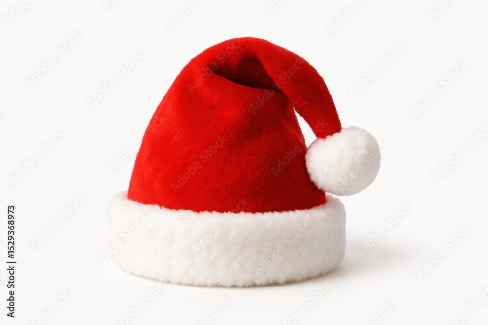 Minimalist Festive Red Santa Hat with Fluffy White Trim Isolated on a Clean White Background Perfect Christmas Icon Minimalist Festive Red Santa Hat with Fluffy White Trim Isolated on a Clean White Background Perfect Christmas Icon