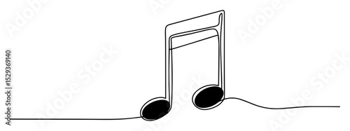 music note one line vector sketch