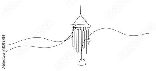 wind chime one line minimal icon