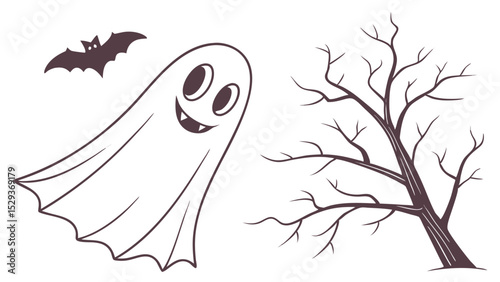 Floating Ghost Silhouette Vector Illustration