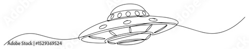 flying saucer one line vector drawing