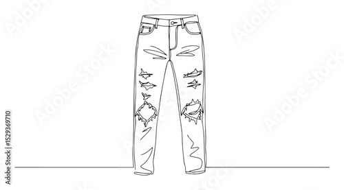 ripped jeans one line fashion illustration