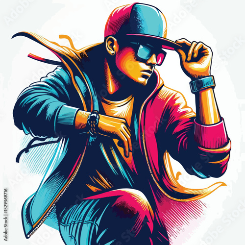 cartoon vector image of a rapper