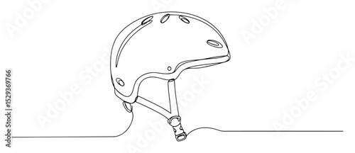 skate helmet one line vector drawing