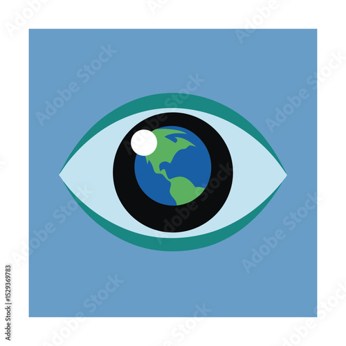 Earth in an eye symbolizing global vision observation and awareness of the world