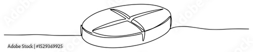 divided pill one line medical drawing
