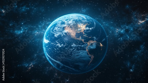 Stunning View of Earth in Space with Bright Stars and Nebula