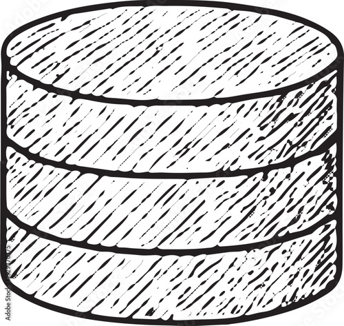 A cylindrical database sketch, symbolizing blockchain storage, perfect for tech and data management designs