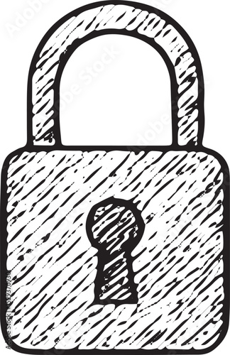 A security lock sketch, indicating crypto wallet protection, ideal for digital security and blockchain designs