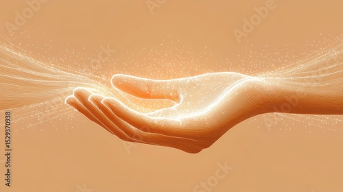 Ethereal Hands Reaching Out with Sparkling Light and Magic Effects