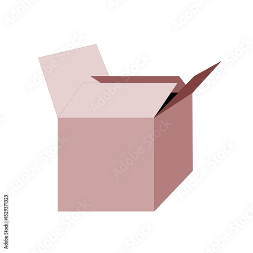 Slightly open pink cardboard box graphic