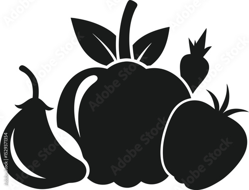 Fresh Vegetables Silhouette: Healthy Food

