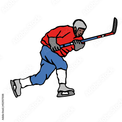 Ice hockey player action shot illustration