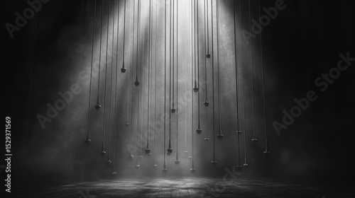 Dramatic Light Rays in Dark Space with Suspended Objects