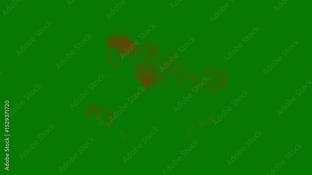 A green background with white border  screen red cloud on it smoke coming out of an orange fire is burning spot green screen animated chromakey background expression scene gesture
