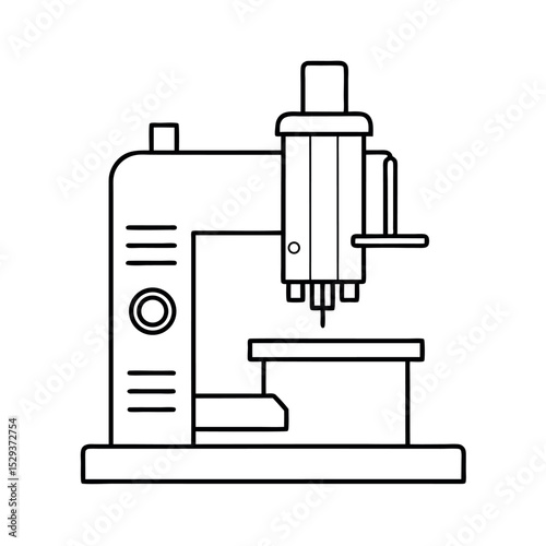 CNC Grinding Machine Engineering Line Art