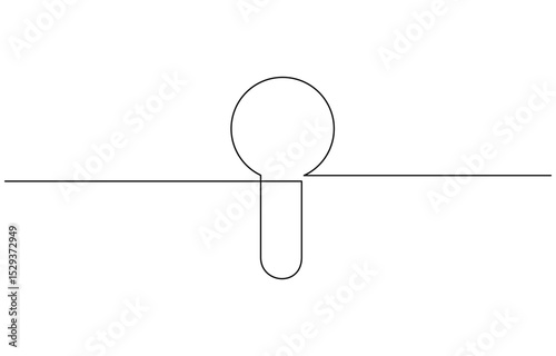 Continuous line drawing of padlock. Closed lock. One line drawing. Single line art, Keyhole continuous line drawing. Vector hand drawn illustration isolated on white.