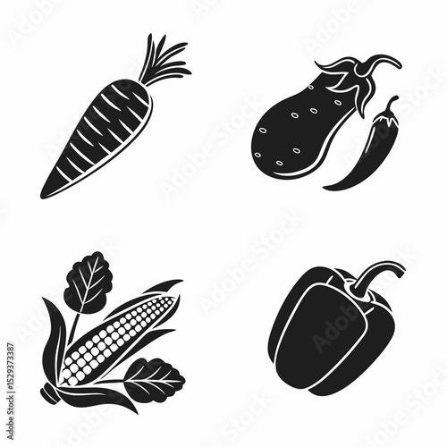 vegetables icons set