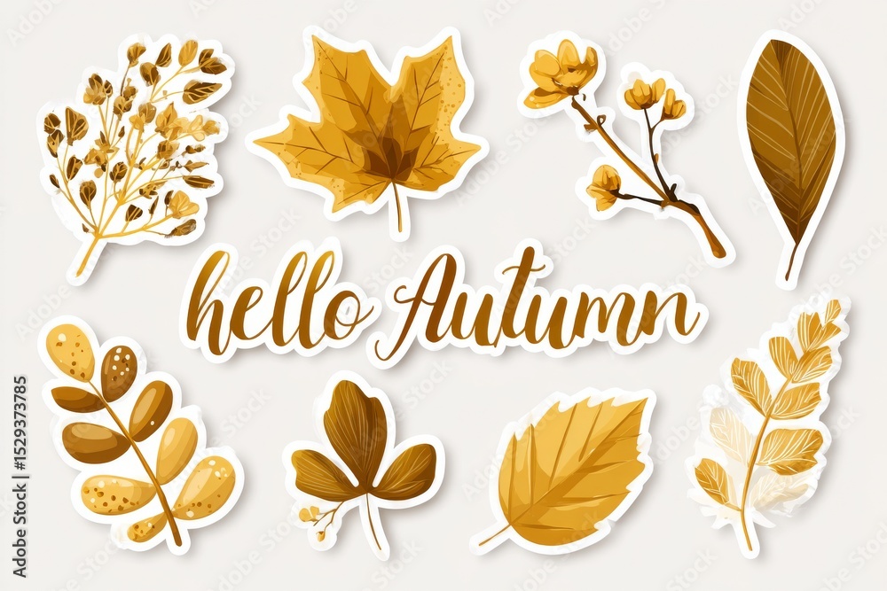 Fototapeta premium Hello Autumn sticker collection
