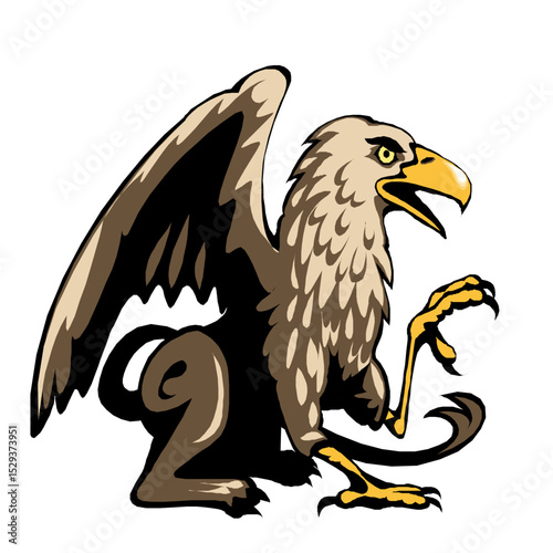 Mystical Creature Griffin With Eagle Head and Lion Body Mythological Symbol