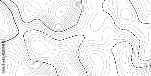 Abstract topo contour map on white background, Topographic map Topographic contour lines map seamless pattern. Geographic mountain relief diagram line wave carve pattern