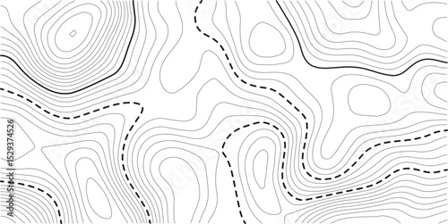 Abstract topo contour map on white background, Topographic map Topographic contour lines map seamless pattern. Geographic mountain relief diagram line wave carve pattern