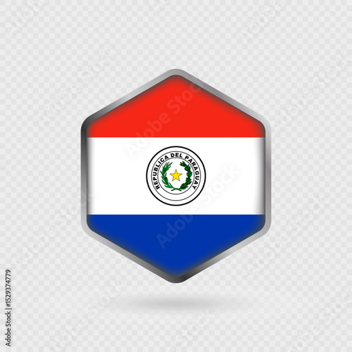 Paraguay Flag Icon in Hexagon Shape.