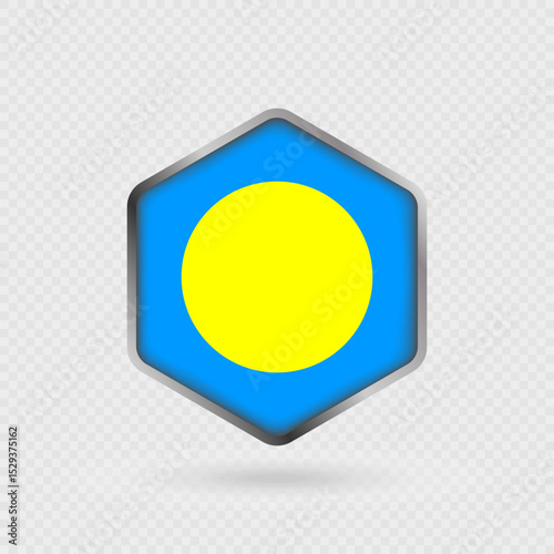 Free Download Palau Flag Icon in Hexagon Shape. - GFXLoad