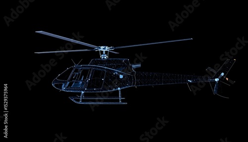 Wireframe Helicopter Night Flight.