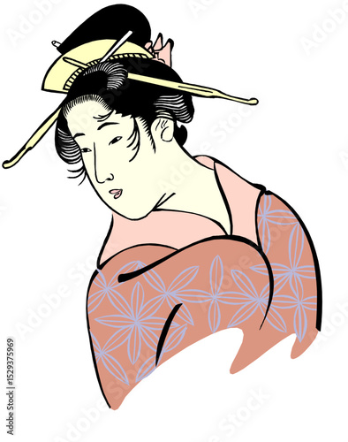 Elegant japanese woman in traditional kimono
