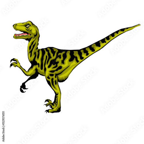 Stylized yellow raptor dinosaur illustration