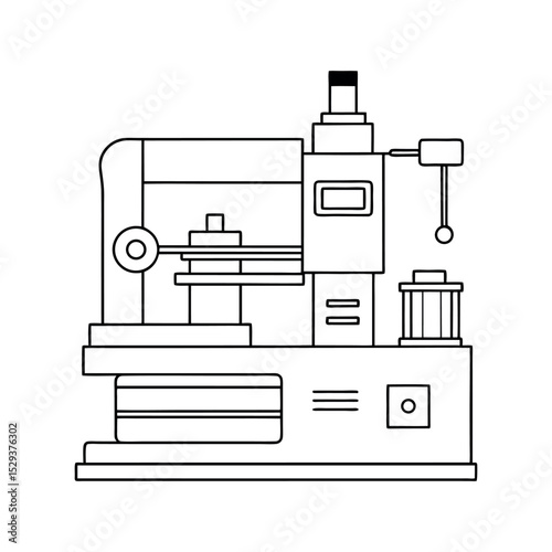 CNC Swiss Lathe Vector Drawing