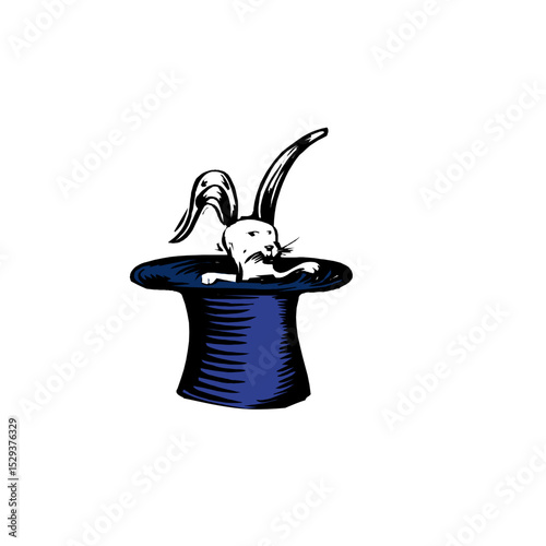 White rabbit appearing from a magic hat