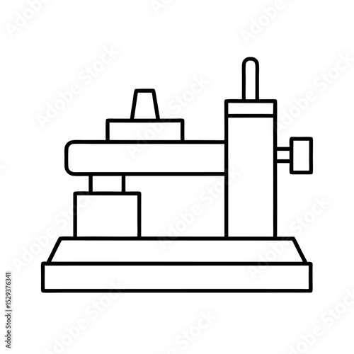 CNC Swiss Lathe Line Art Vector Outline