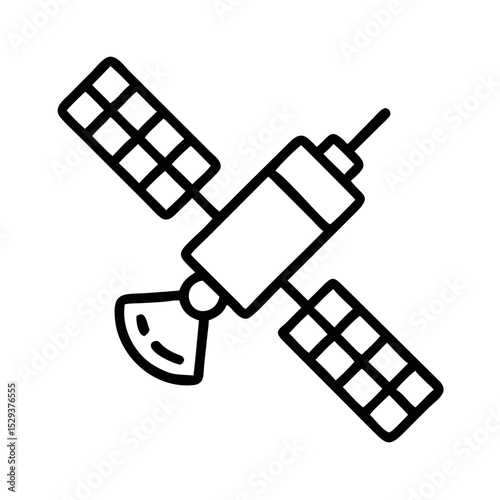 Satellite in orbit with solar panels illustrating science concept  