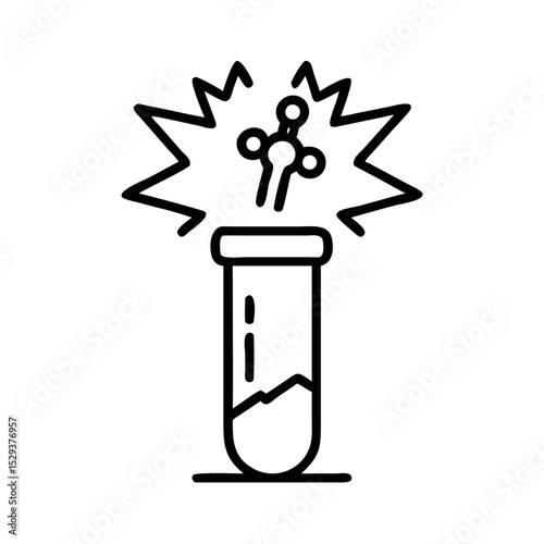 Test tube explosion with chemical reactions and atom symbols concept of science  