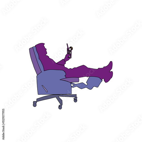 Relaxed man reclining in recliner chair with drink