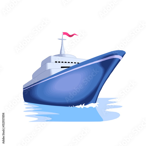 Blue cruise ship sailing on calm water