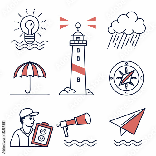 lighthouse icon set