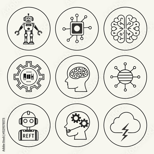 black and white icons set
