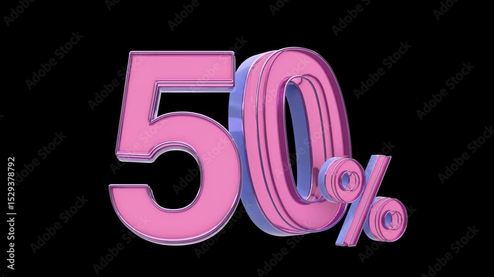 50 percent sale on the black background wobble 3d spin. alpha matte and green screen channel 50 percent sale on the black background wobble 3d spin. alpha matte and green screen channel