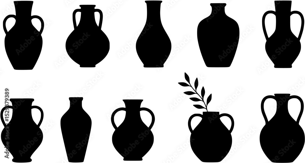Abstract vase silhouette. Boho ceramic vase in trendy minimalist style. Vector pottery icons for creating logo, postcard, posters, invitation, social media posts and stories. Isolated illustrations Abstract vase silhouette. Boho ceramic vase in trendy minimalist style. Vector pottery icons for creating logo, postcard, posters, invitation, social media posts and stories. Isolated illustrations