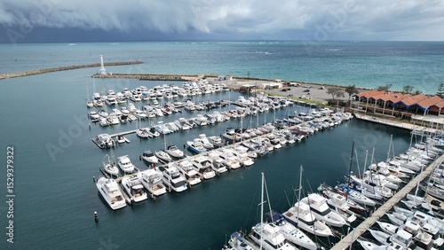 Hillarys, Australia – June 3, 2025: Aerial View of The Hillarys Boat Harbour of Perth CBD