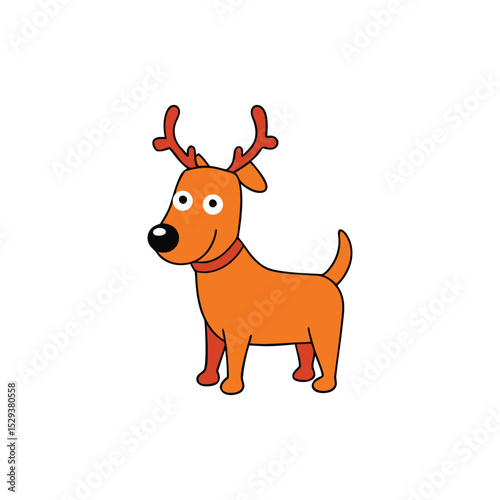 A dog wearing reindeer antlers for christmas