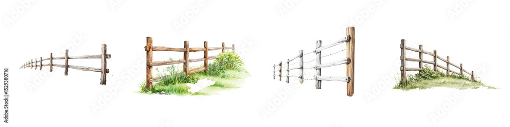 Fototapeta premium Wooden fences in a serene rural landscape