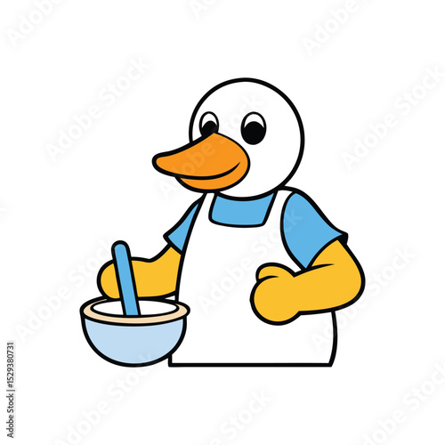 A duck making food