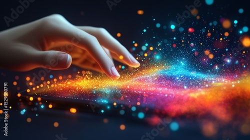 Digital Interaction with Colorful Particles and Light Effects