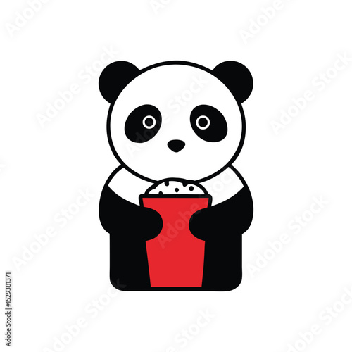 A panda eating popcorn